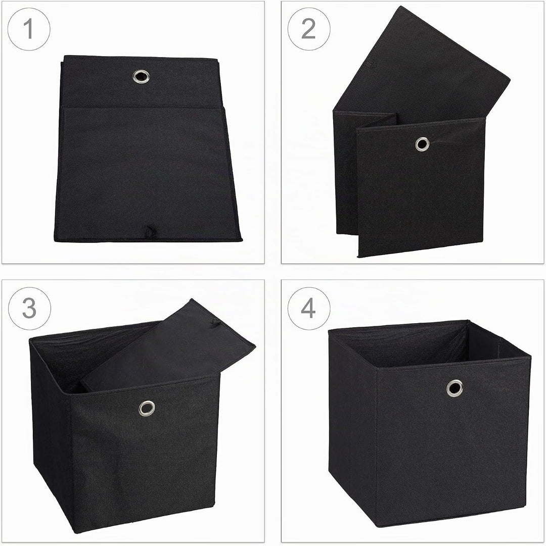4 x Aufbewahrungsbox Stoff, quadratisch, Aufbewahrung für Regal, Stoffbox in Würfelform, HxBxT: 30 x