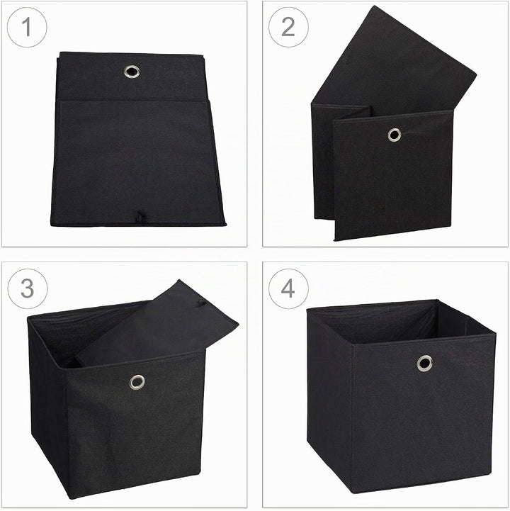 4 x Aufbewahrungsbox Stoff, quadratisch, Aufbewahrung für Regal, Stoffbox in Würfelform, HxBxT: 30 x