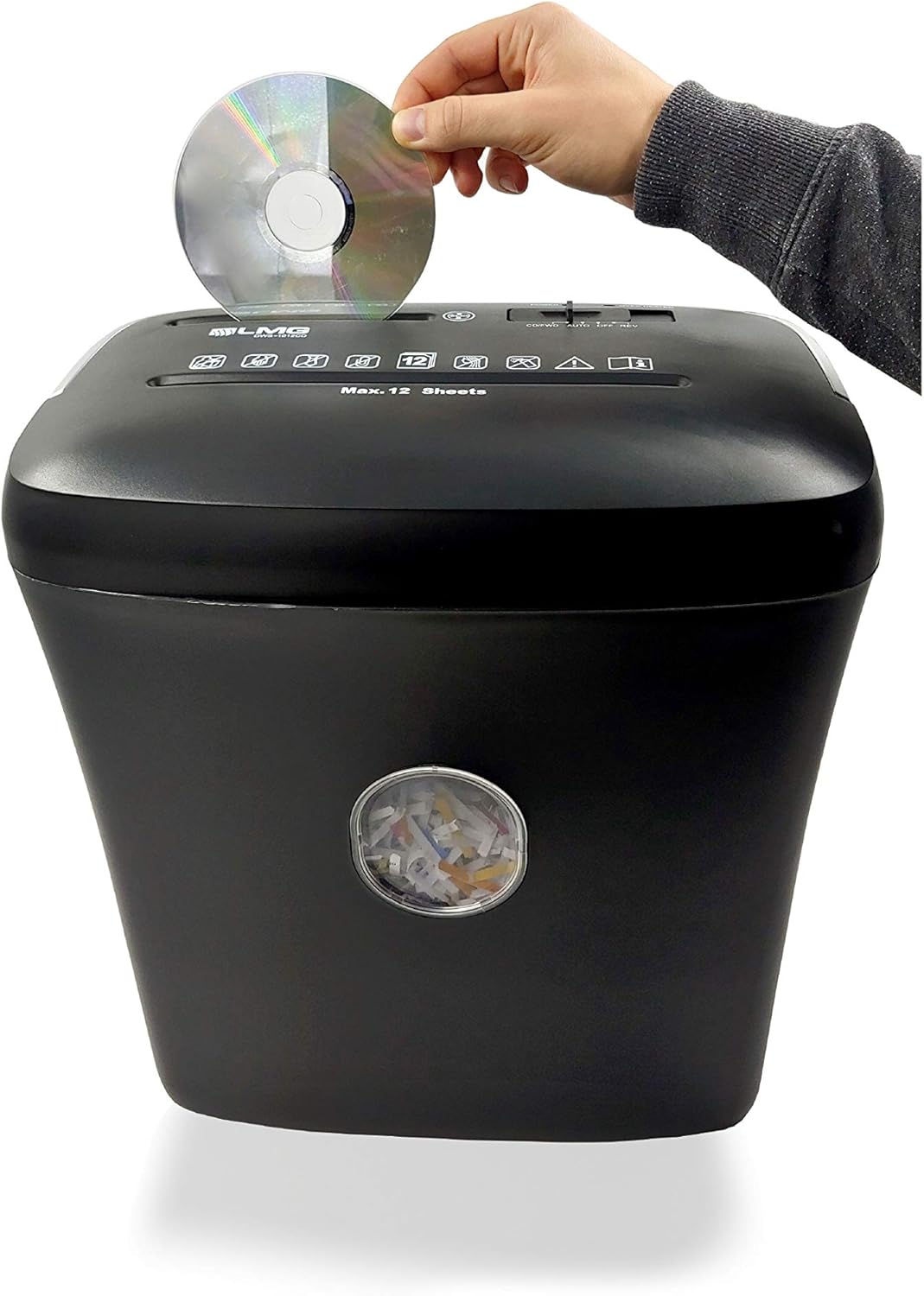 Aktenvernichter Kreuzschnitt - 12 Blatt mit riesen 21L Behälter - Sehr schneller Premium Hochsicherh