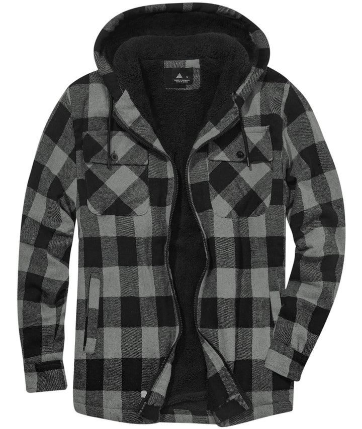 JACKETOWN Hemdjacke Kariertes Herren hoodies Flanelljacke Warm Thermohemd Herren Holzfäller Jacke Ve