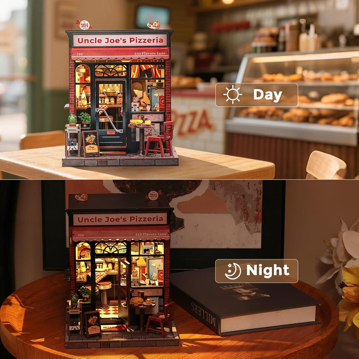 CUTEBEE Book Nook Kit - Holz DIY Miniature House Pizza Fast Food Thema - Miniatur Haus Selber Bauen