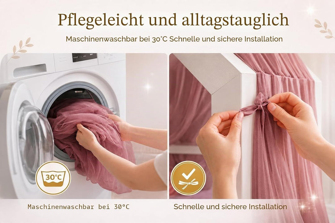 Baby Fancyroom Hausbett Himmel Betthimmel Altrosa für Kinderbett Kinderzimmer Baldachin Bettvorhang
