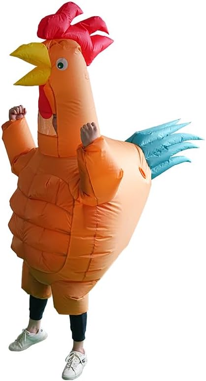 IRETG Aufblasbare Hahn Hühner Kostüm Blow Up Ride-on Huhn Kostüme für Party Halloween Weihnachten Co