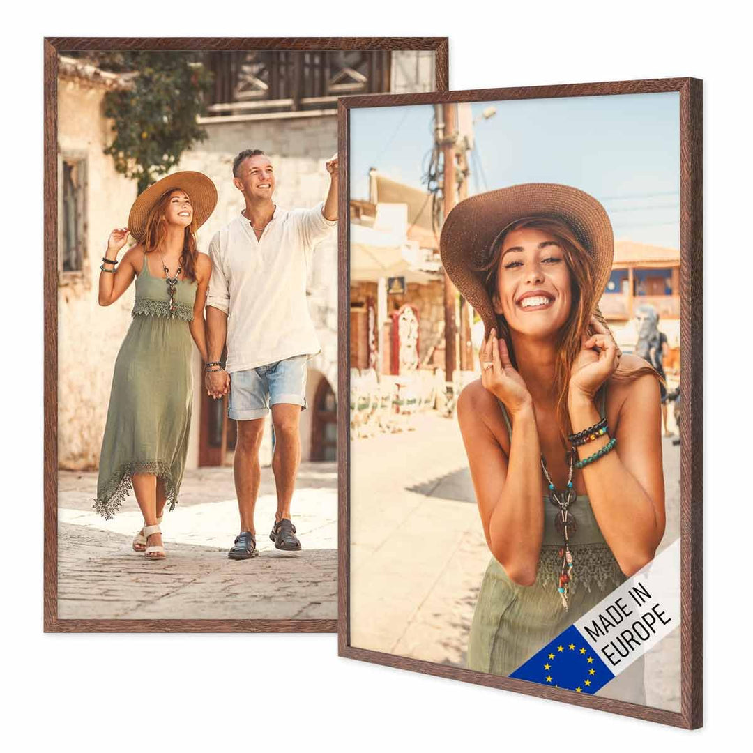 PHOTOLINI Bilderrahmen 40x60 Holz Eiche dunkel 2er Set, 40x60 cm Bilderrahmen Made in EU, Holzrahmen