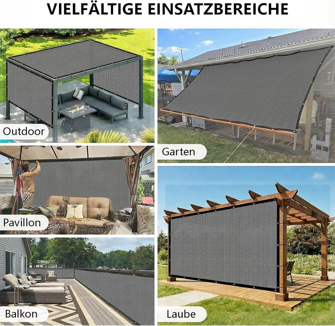 Sonnensegel Wasserdicht Rechteckig, HDPE Gewebe [Nach Mass] 95% UV-Schut, Sonnenschutz Balkon Terras