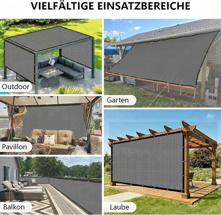 Sonnensegel Wasserdicht Rechteckig, HDPE Gewebe [Nach Mass] 95% UV-Schut, Sonnenschutz Balkon Terras