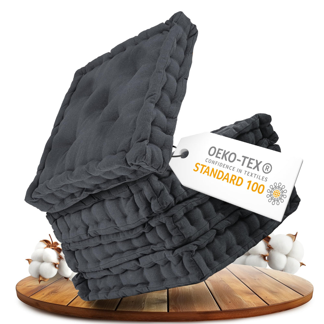 Gräfenstayn® 4er-Set Sitzkissen Stuhlkissen 40x40x8cm für Indoor und Outdoor aus 100% Baumwolle Dick