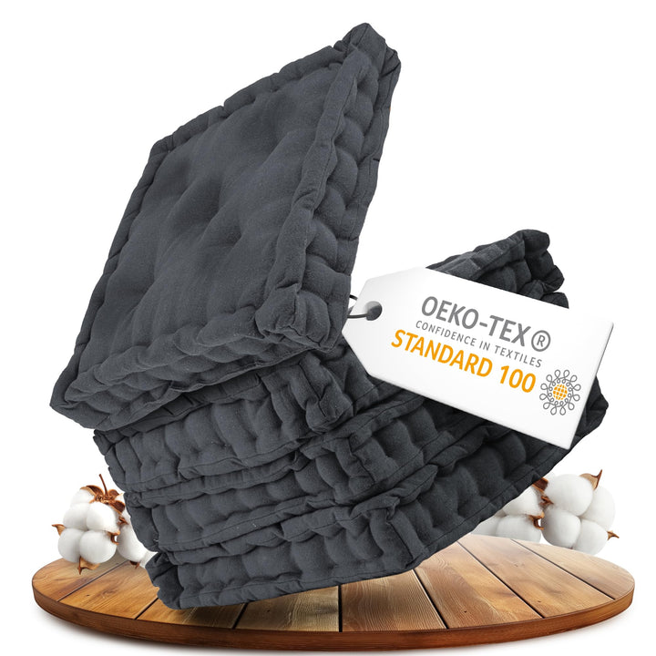 Gräfenstayn® 4er-Set Sitzkissen Stuhlkissen 40x40x8cm für Indoor und Outdoor aus 100% Baumwolle Dick