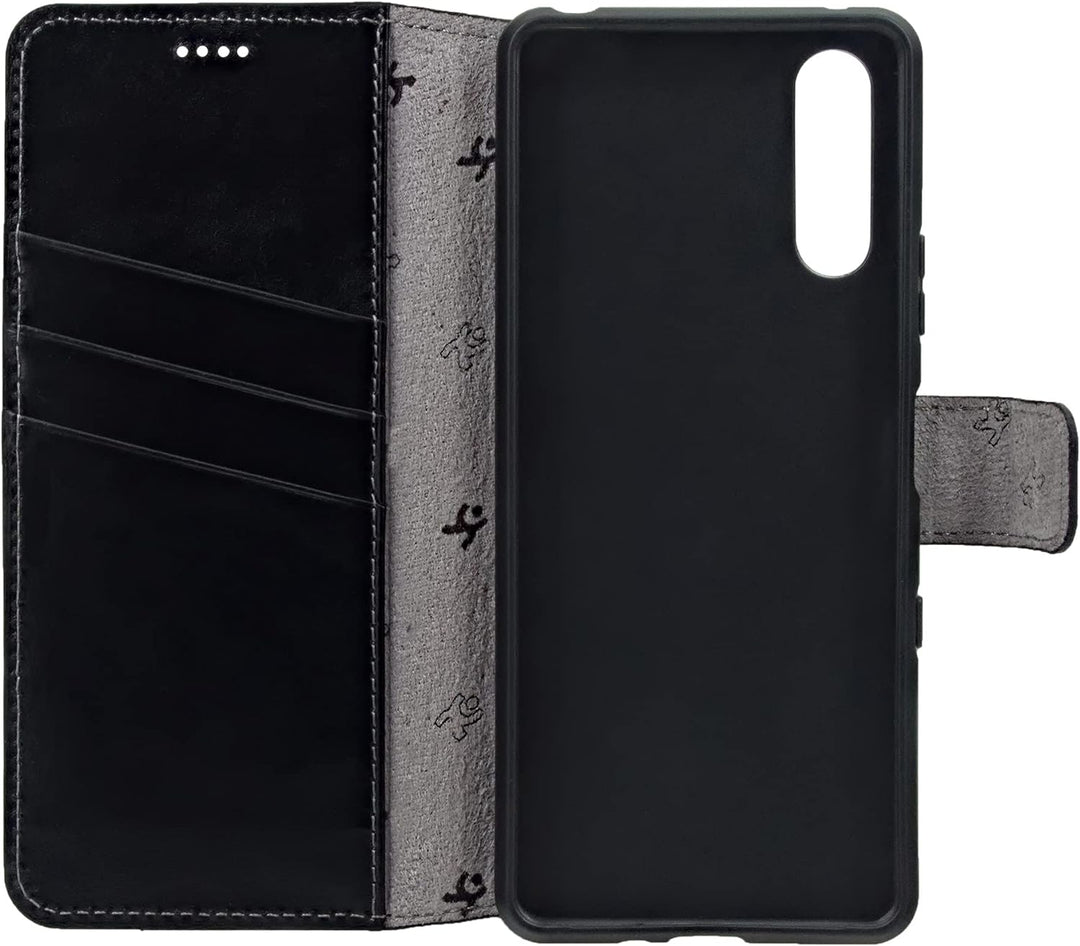 Suncase Book-Style Hülle kompatibel mit Sony Xperia 10 III 3 (2021) Leder Tasche (Slim-Fit) Lederhül