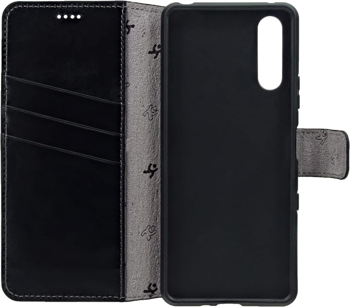 Suncase Book-Style Hülle kompatibel mit Sony Xperia 10 III 3 (2021) Leder Tasche (Slim-Fit) Lederhül