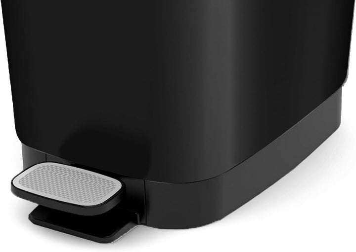 Curver KIS Chic Bin Style Treteimer 45l mit Deckel und Pedal, Müllbeutelaufhängung, schwarz metallic