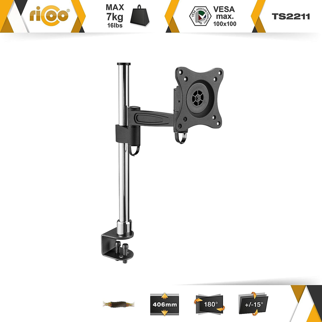 RICOO Monitor Halterung Tisch, VESA Tischhalterung für 13-30 Zoll, Monitorhalterung 1 Monitor Arm TS