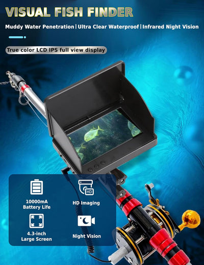 Sxhlseller Fischfinder Kit - Unterwasser Fischfinder Kamera mit 4,3 Zoll 1000 Helligkeit TN Display