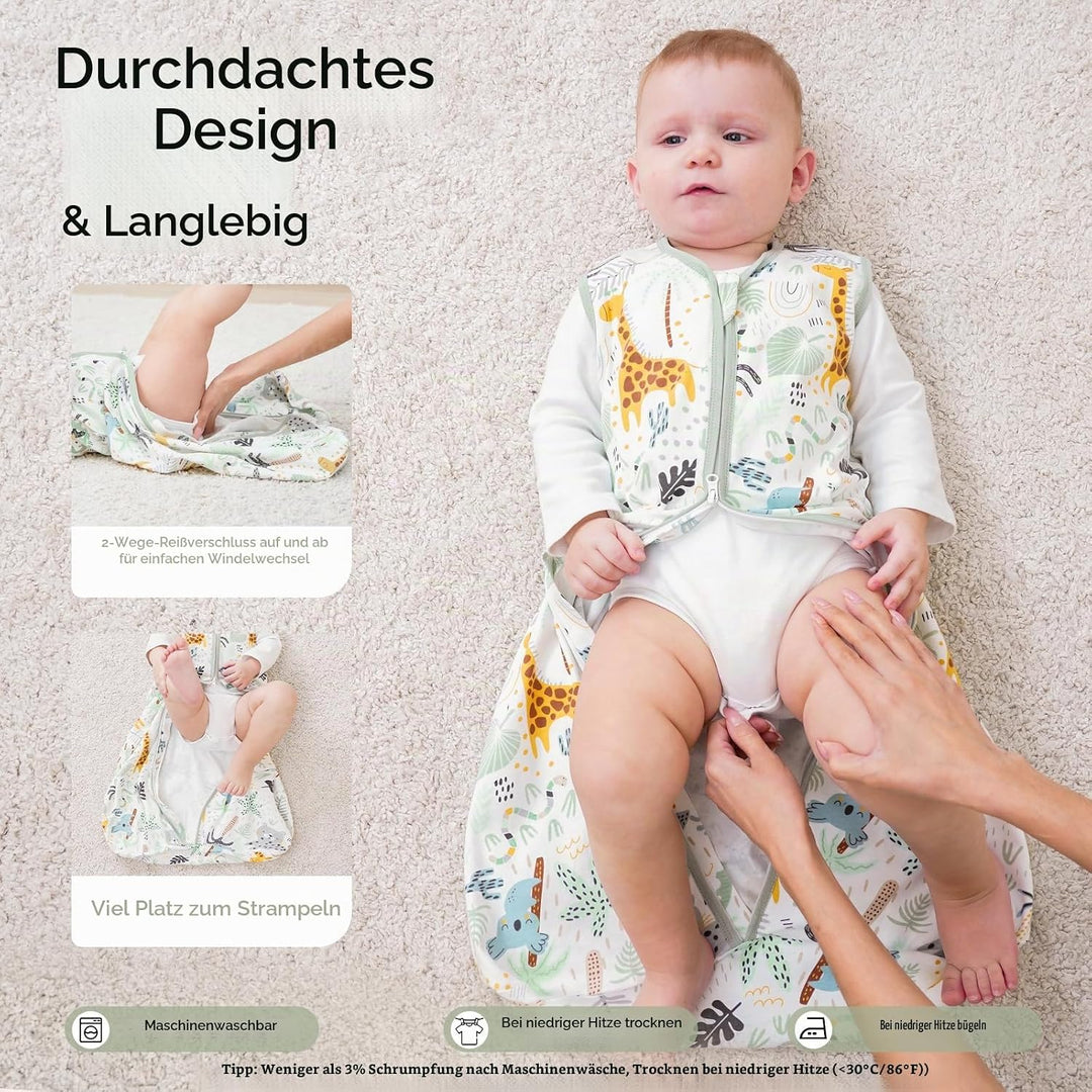 Yoofoss Schlafsack Baby Sommer 0.5 Tog - 90cm/18-24 Monate 100% Baumwolle Sommerschlafsack Babyschla