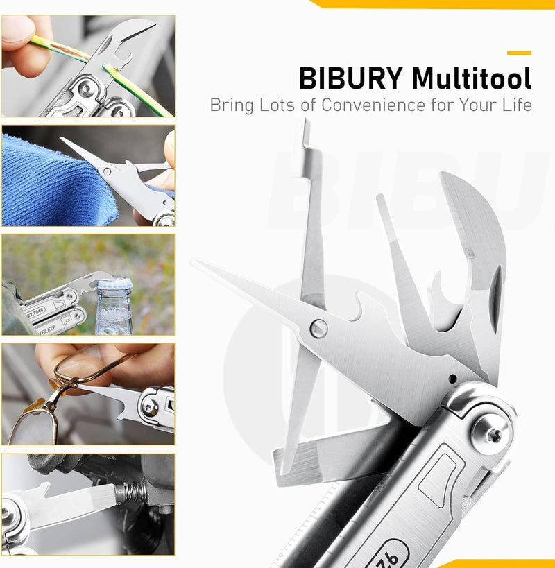 BIBURY Multifunktionale Zange mit Flaschenöffner, Faltbares Multitools für Mann, Tragbare Multifunkt