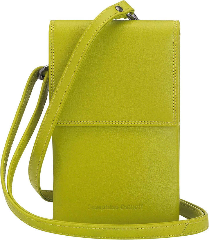 Josephine Osthoff Handy Umhängetasche mit Karten- und Sichtfach, handgemacht aus 100% Echtleder, Cro