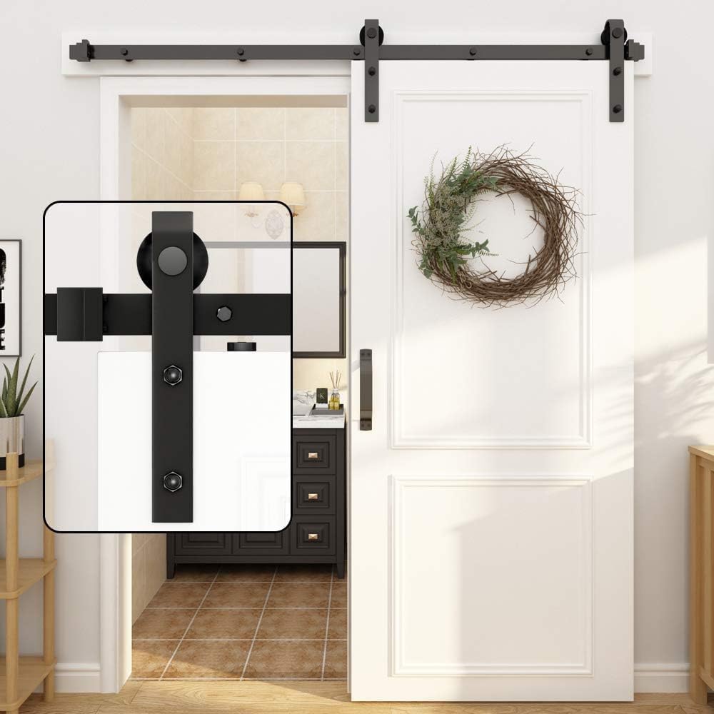 WINSOON Schiebetür Komplettset für Zimmertür Holz: 6FT/183CM Schiebetür Schiene Set für Einzeltür -