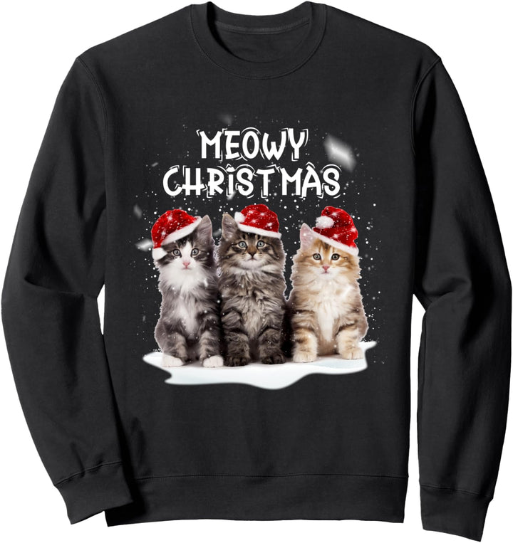 Meowy Christmas Süsse Kitty Katzen Mama Pyjama Xmas Kätzchen Sweatshirt