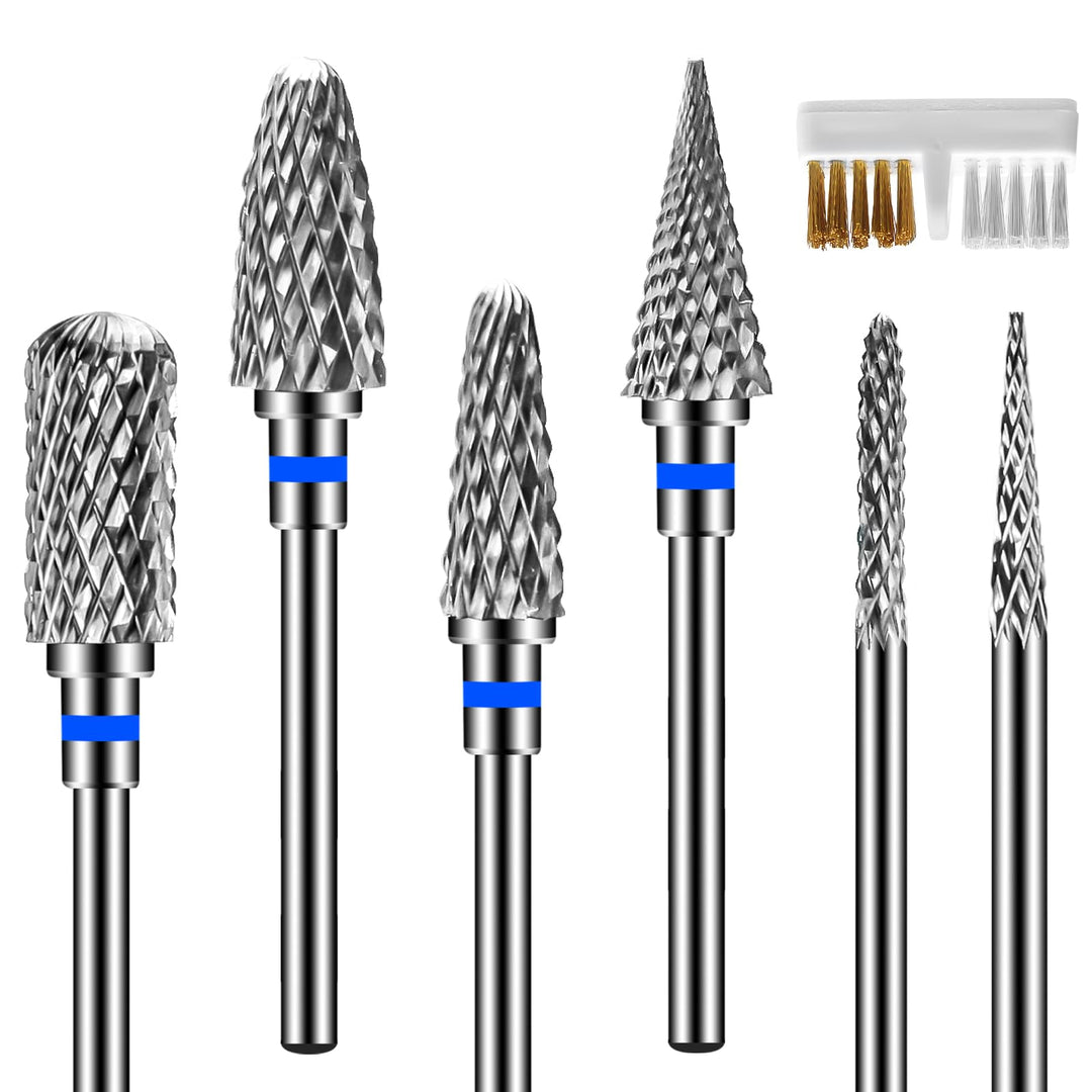 Diesisa 6 Stück Nagelfräser Bits, Nagelfräser Aufsätze 3/32 Zoll (2,35 mm), Hartmetall Bits für Nage
