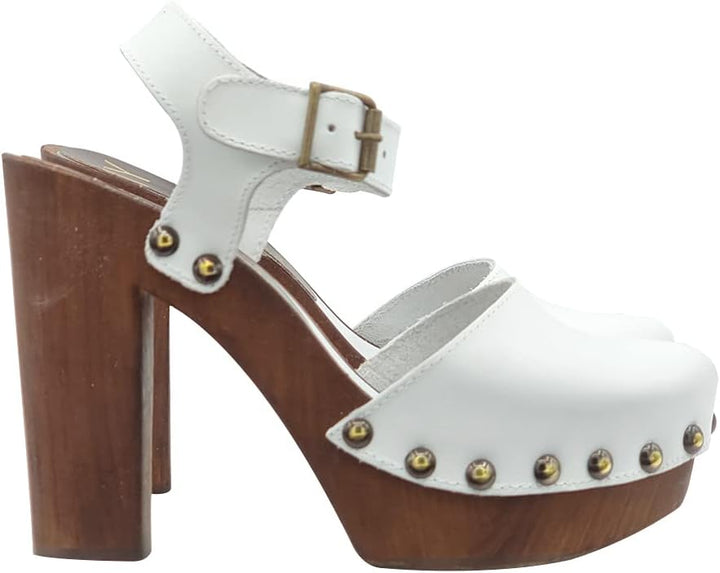Schwedische clogs mit hoher Ferse Weiss - MY462 BIANCO (39, WEISS) 39 EU Weiss, 39 EU Weiss