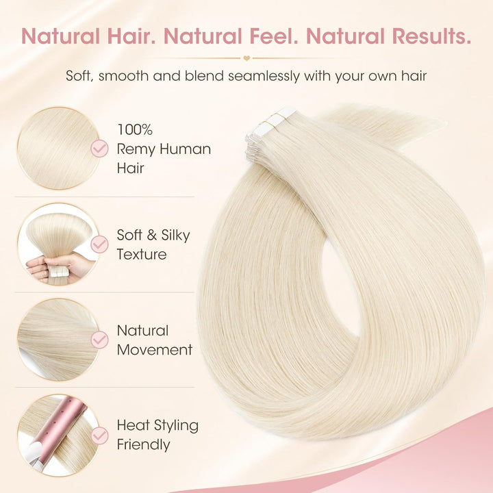 Silk-co Tape in Extensions Echthaar 30g, 20stk leicht Tape Extensions Echthaar, Remy Haarverlängerun