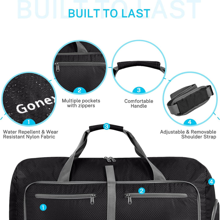 Gonex Faltbares Reisegepäck Leicht 40/60/80/100/150L Grosse Reisetasche Sporttasche für Reise Gym Ur