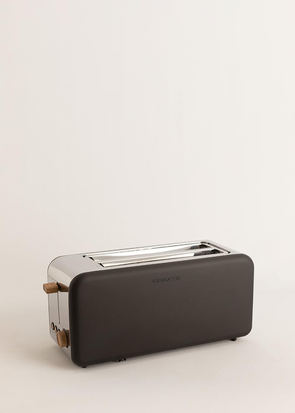 CREATE/TOAST RETRO XL/Toaster Schwarz / 6 Leistungsstufen, Krümelschublade, Thermostat, Auftauen, Au