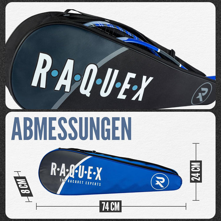 Raquex Rackethous Van Volledige Lengte– Squash- oder Badminton-Tragetasche für EIN, Zwei oder DREI S