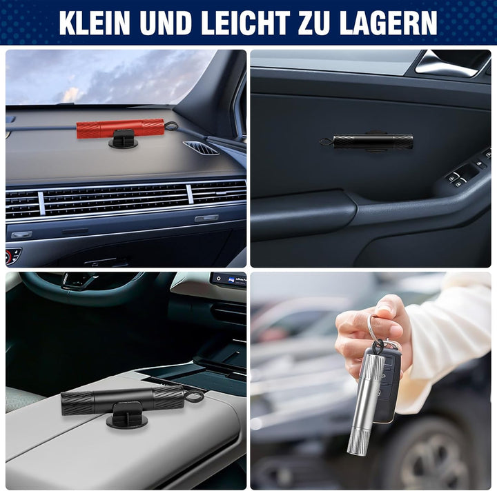 3 Stück 2-in-1 Gurtschneider Notfallhammer mit 2 Testglas & Gurtschneider | Sicherheitshammer aus Wo