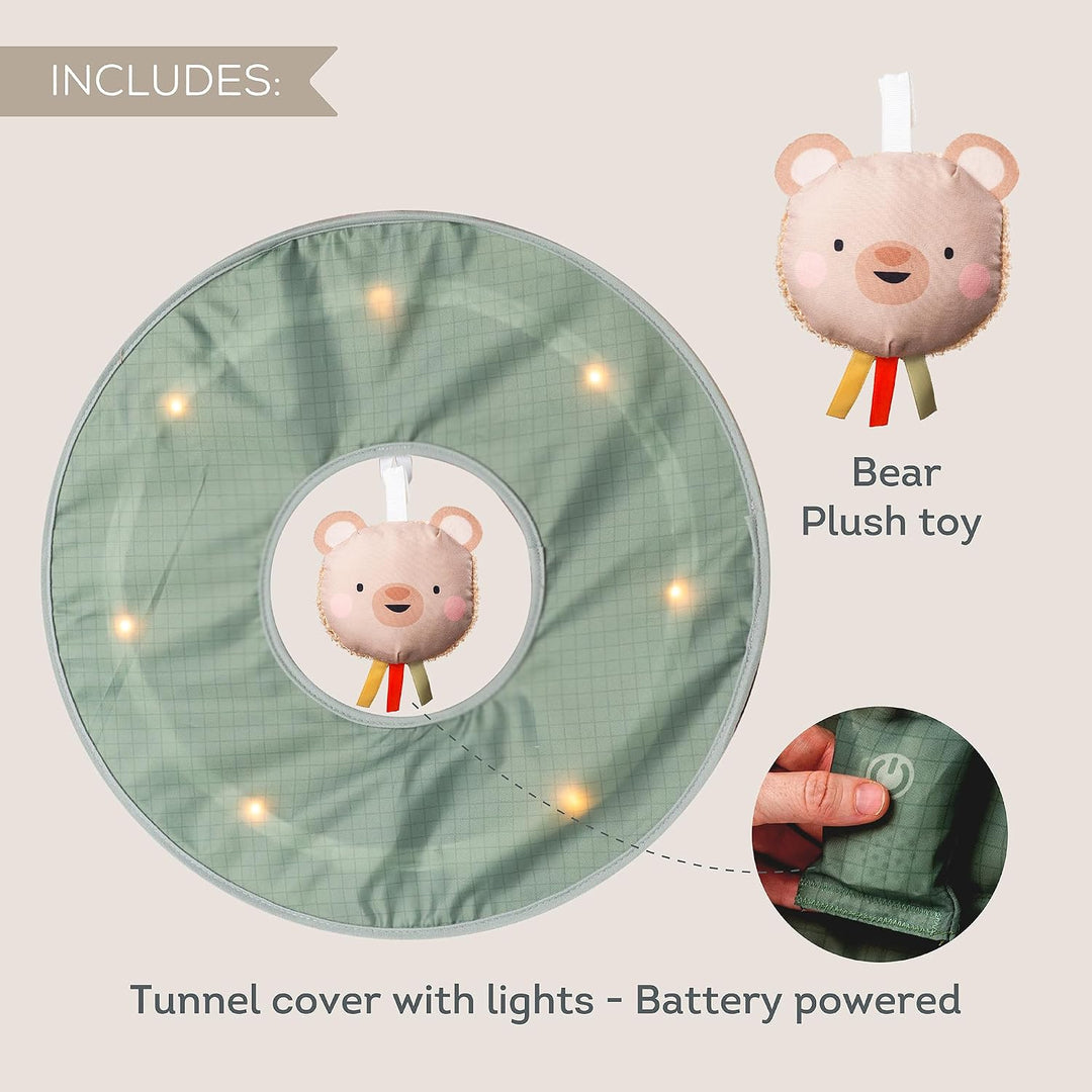 Taf Toys 13635 - Tunnel für Babys – 45 cm x 120 cm, mit Tragetasche – Ab 6 Monaten, fördert Bewegung