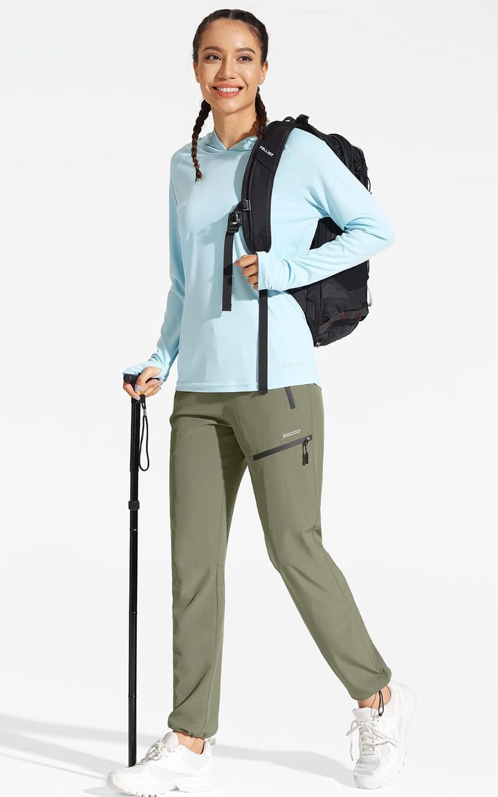 MOCOLY Damen Wanderhose Cargohose Wasserdicht Elastische Outdoorhose Cargo Jogginghose Trekkinghose