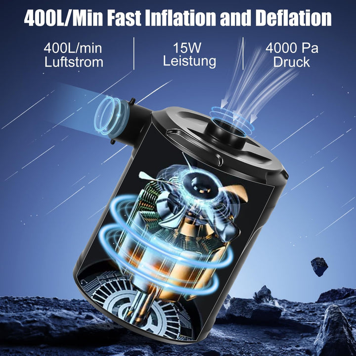 Elektrische Luftpumpe,5200mAh Wiederaufladbare Akku Luftpumpe,Mini Luftpumpe Elektrisch Inflator mit