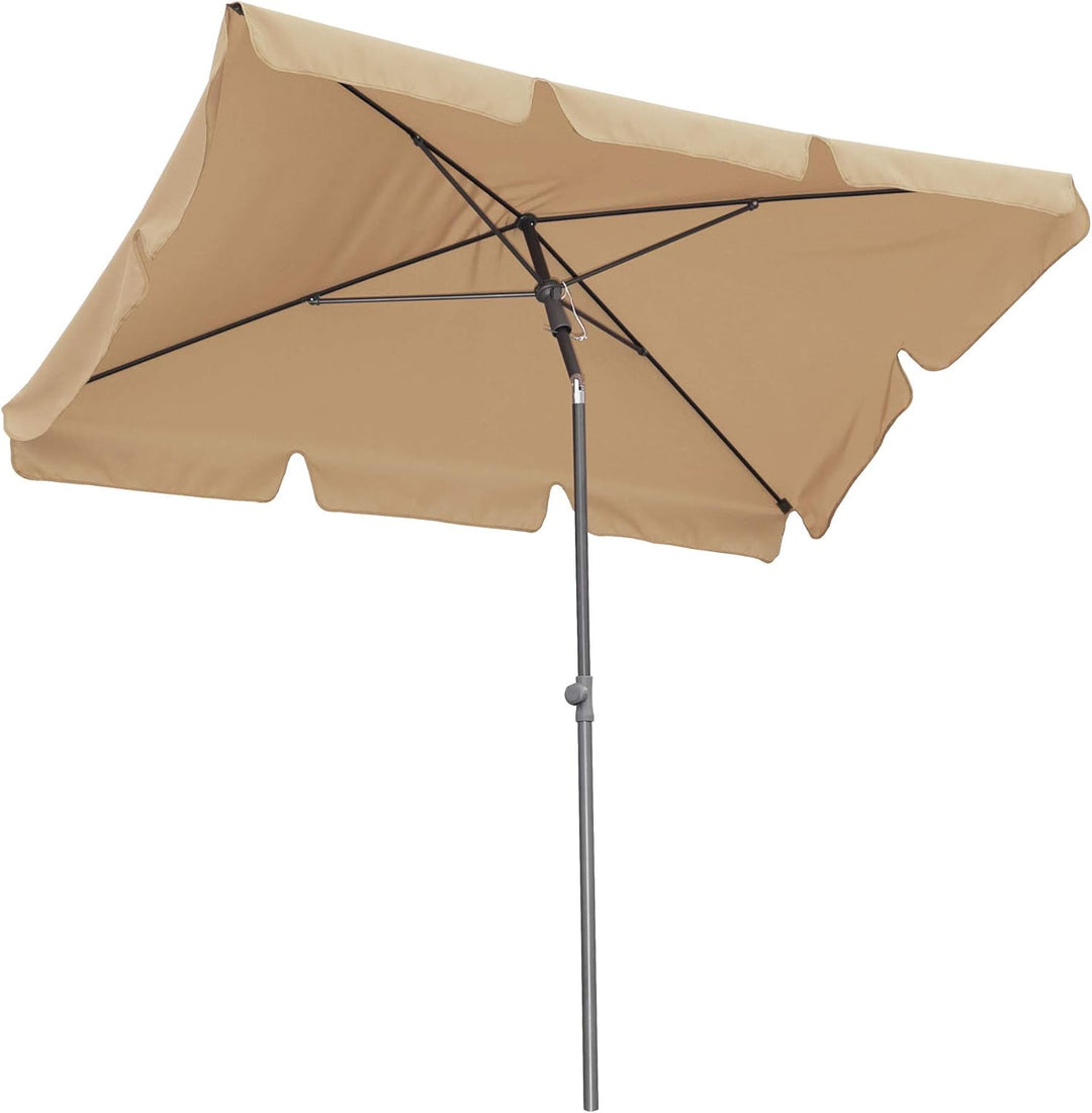 QUICK STAR Balkon Sonnenschirm 200x125cm Balkonschirm Rechteckig Knickbar Sand Gartenschirm UV 50