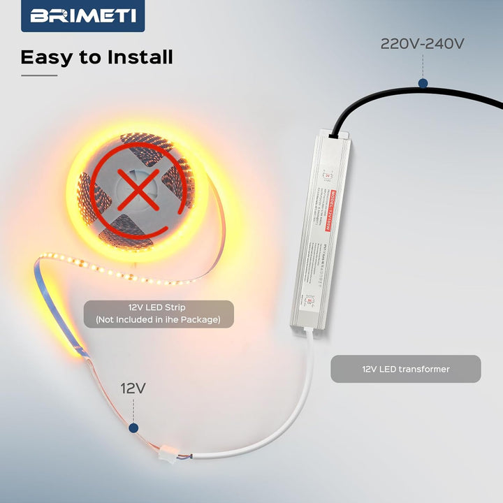 BRIMETI LED Trafo 12V 60W Wasserdicht IP67 LED Treiber Netzteil, Schaltnetzteil LED Transformator 5A