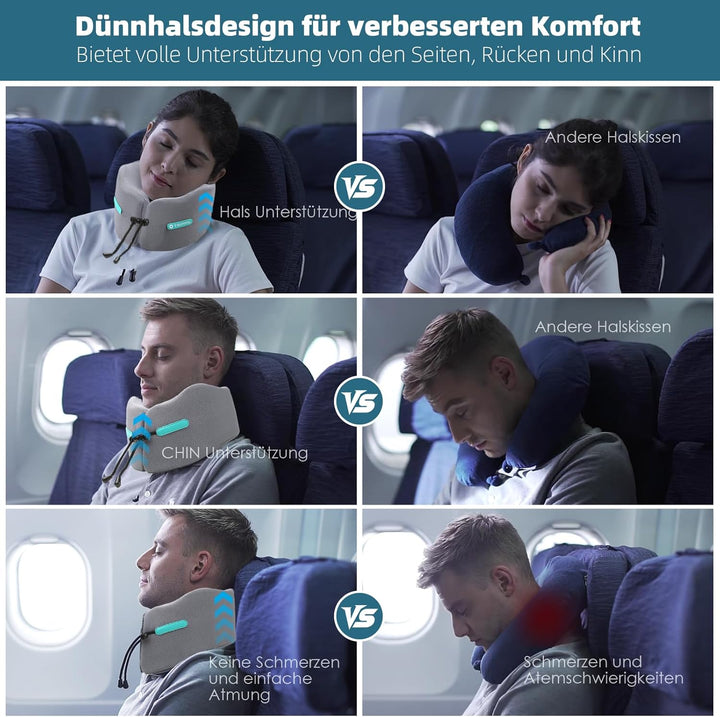 Nackenkissen Flugzeug Reisekissen Memory Foam Erwachsene Nackenhörnchen Reise Verstellbares Auto-Kop