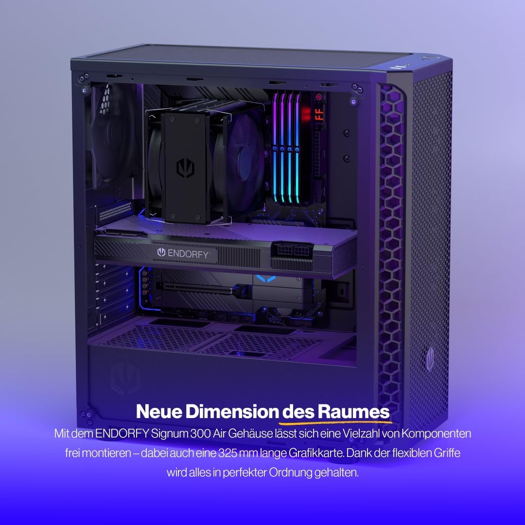 ENDORFY Signum 300 Air, ATX PC-Gehäuse, Mesh-Frontplatte, gehärtetes Glas-Seitenteil, 4x120mm PWM-Lü
