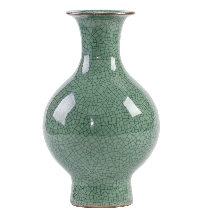 Chinesische Keramikkunst, handgefertigt, antike Eisriss-Glasur, grosse Porzellan-Blumenvase für Heim