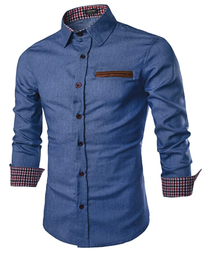 COOFANDY Herren Hemd Langarm Jeanshemd Denim Shirt Kent-Kragen Langarmhemd Cowboy-Style Freizeit Hem