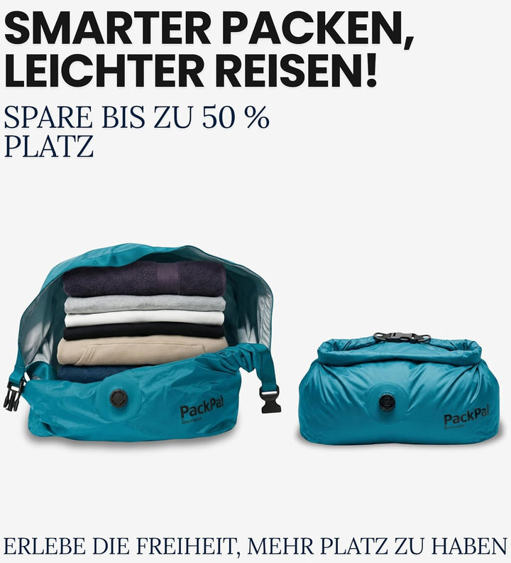 PackPal Medium Komprimierungs-Beutel 25L | Vakuumbeutel ohne Pumpe | Platzsparender Rucksack & Koffe