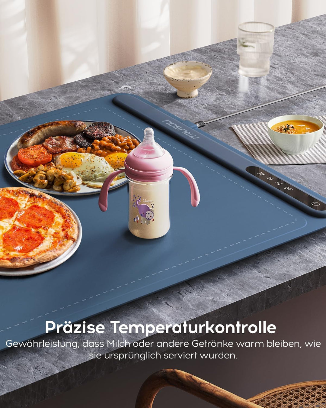 iTRUSOU Warmhalteplatte für Speisen, Speisenwärmer Ganzflächige Erwärmung einstellbare Temperaturkon