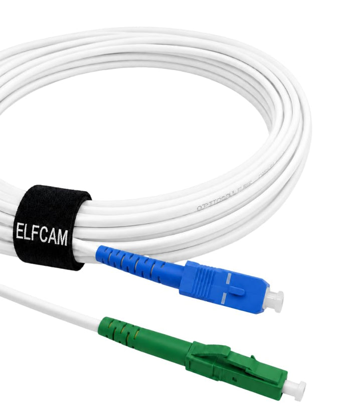 Elfcam - 50m Glasfaser-Kabel LC/APC auf SC/UPC Stecker für FRITZ!Box, Simplex Singlemode 9/125μm OS2