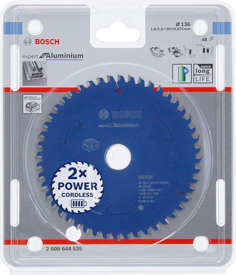 Bosch Accessories 1x Kreissägeblatt Expert for Aluminium (Aluminium, Sägeblatt Ø 136 x 20 x 1,6 mm,