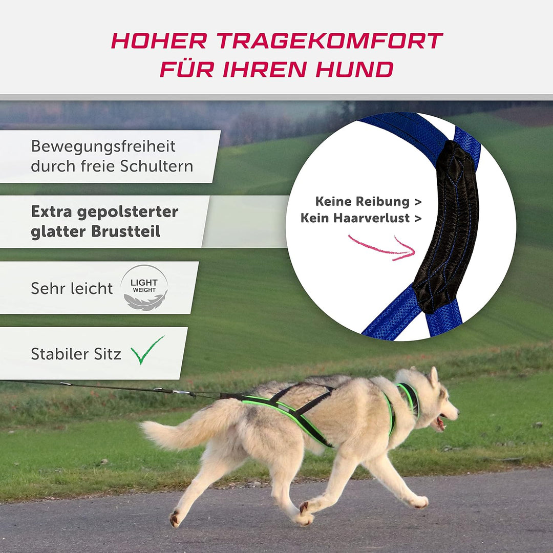 LASALINE Hunde Zuggeschirr X Back für Canicross Hundesport Dogscooter Bikejöring Schlitten in Schwar