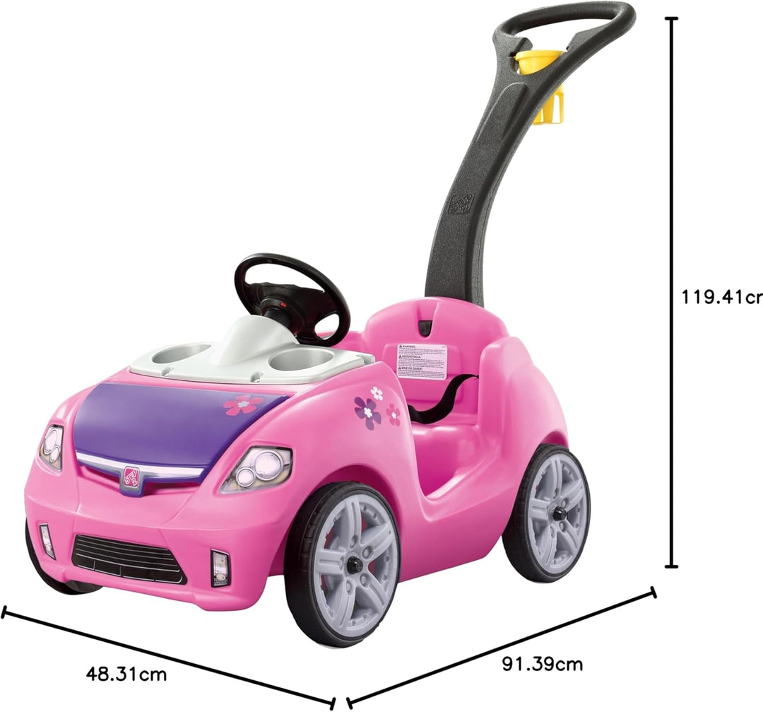 Step2 Whisper Ride Kinderauto/Rutscher in Rosa | Spielzeug Auto mit Schiebestange | Kinderfahrzeug/R
