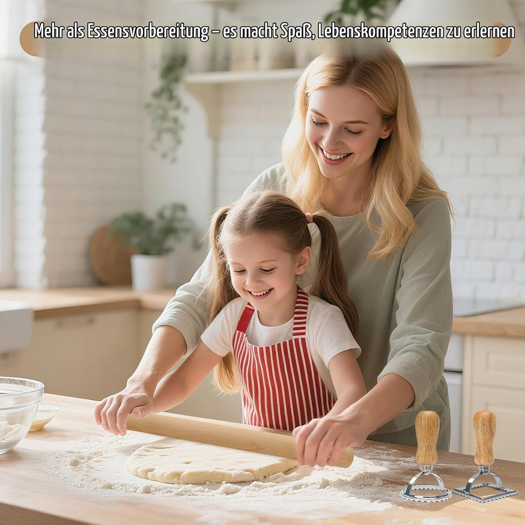 Pasta Herstellungs Set 9 Stück mit Pastatrockengestell, Nudelholz mit Gewinde, 2 Nudelhölzern, Gnocc