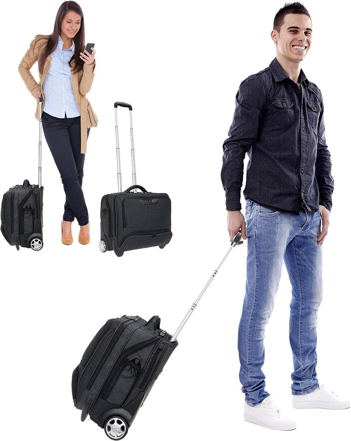 Trolley Pilotentrolly mit Notebook - Polstertasche Trolly 17 Zoll + Ledermäppchen (ANTHRAZIT Two Ton