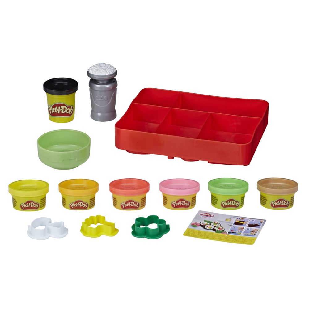 Play-Doh Kitchen Creations Sushi Spielset mit Sushibox für Kinder ab 3 Jahren mit 9 Dosen Sushi Spie