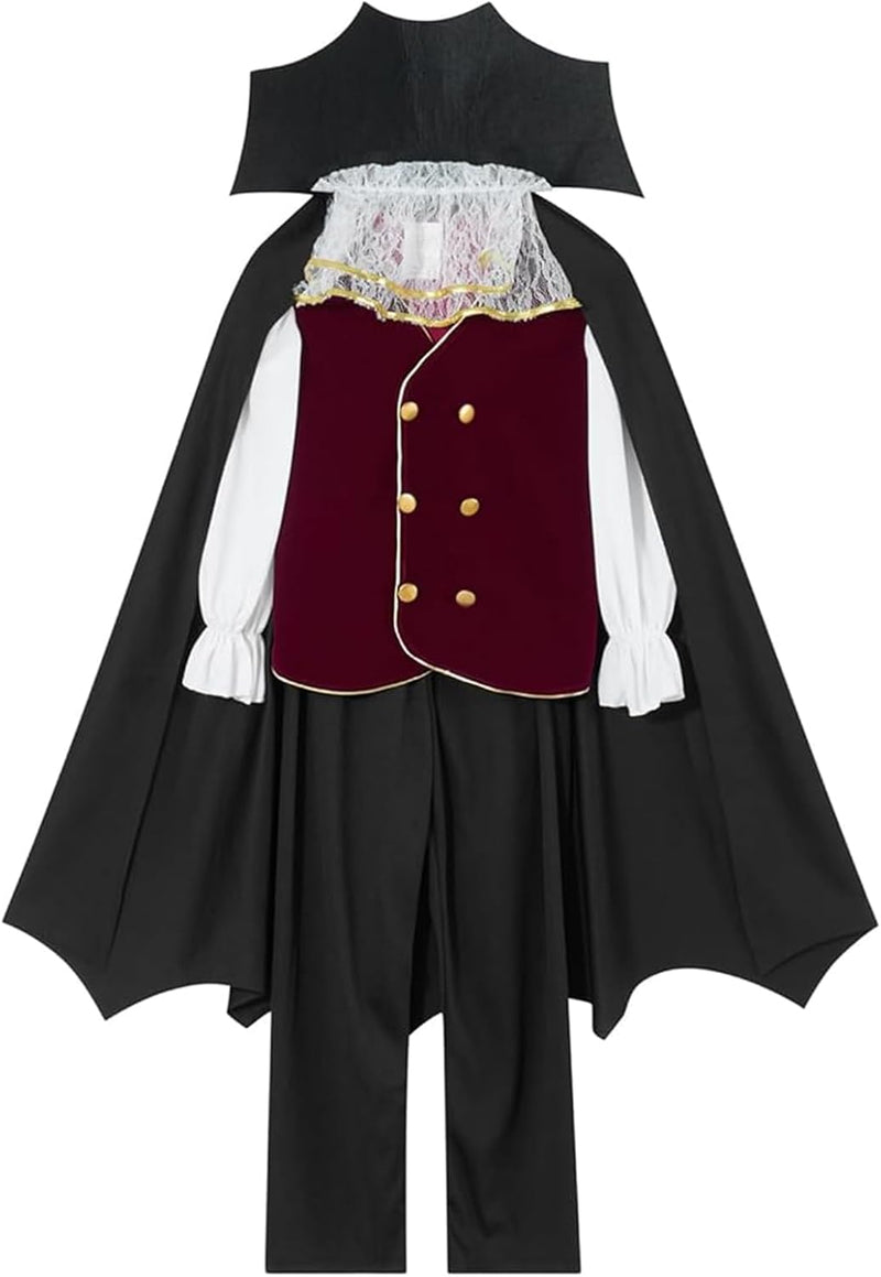 Generic Jungen Kinder Vampir Halloween Kostüm Gothic Classic Cosplay w/ Vampirzähne und Sichel 4-6 J