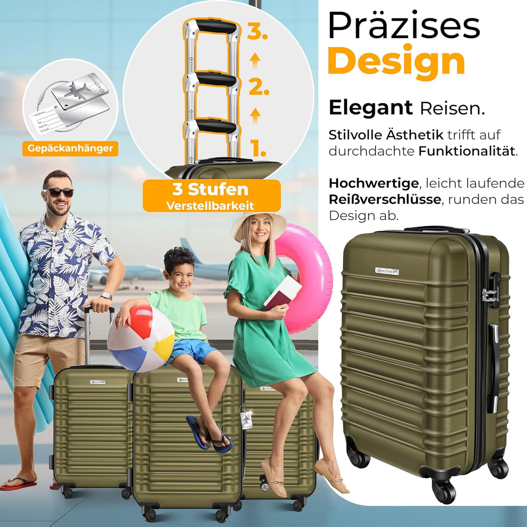 KESSER® Handgepäck Reisekoffer 55L Hartschalen-Koffer Inkl. Kofferwaage + Gepäckanhänger | Trolley G