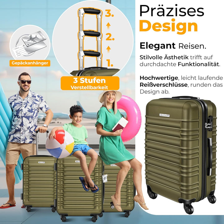 KESSER® Handgepäck Reisekoffer 55L Hartschalen-Koffer Inkl. Kofferwaage + Gepäckanhänger | Trolley G